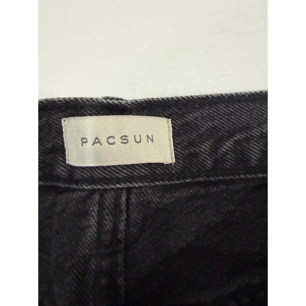 PacSun Denim Shorts Women 26 Black High Rise Relaxed Raw Hem Button Fly Festival